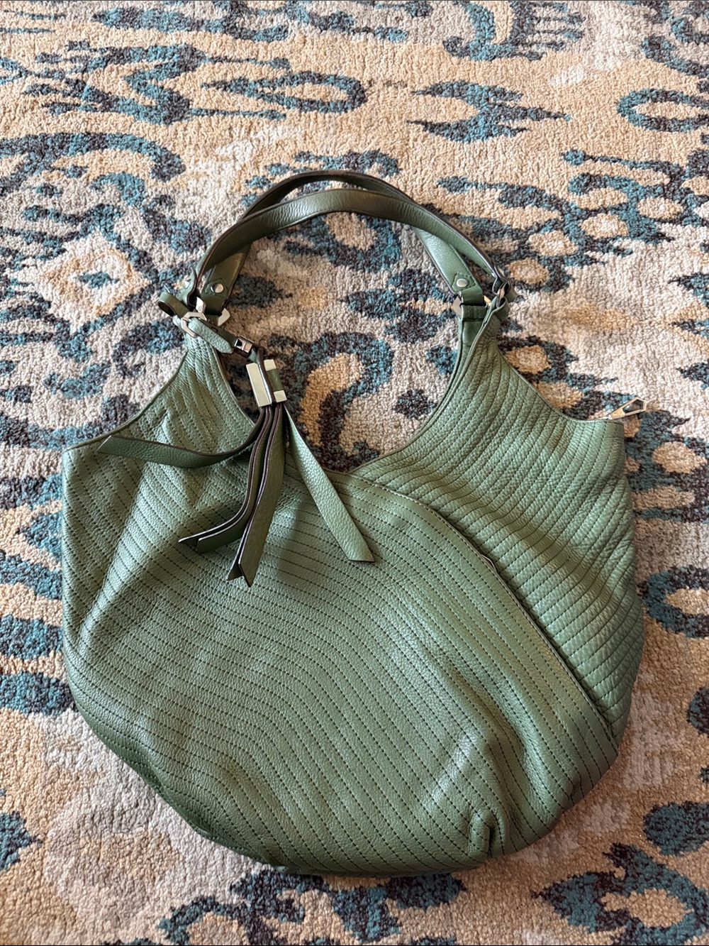 Olive Green Quilted Hobo Shoulder Bag